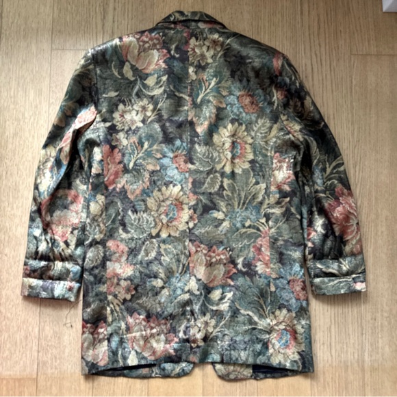 Vintage 80s Gold Jacquard Blazer – Size M - Picture 9 of 9